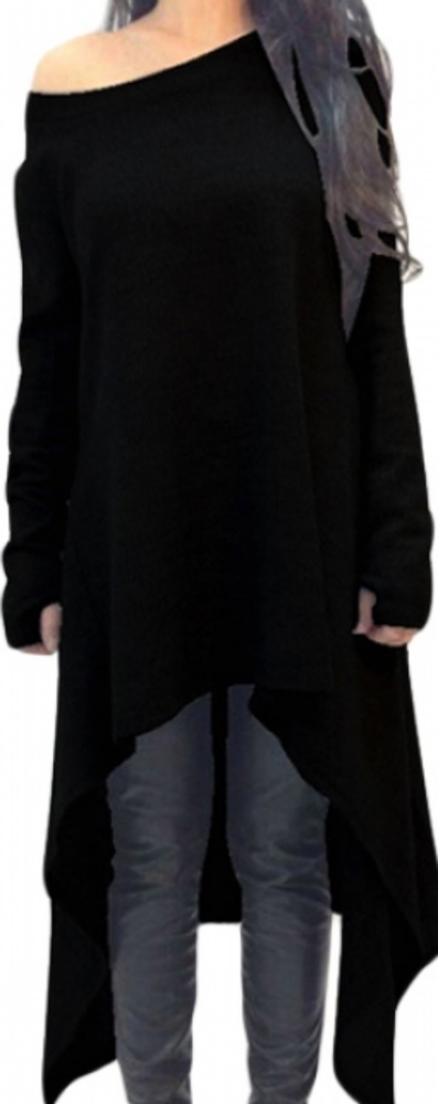 Black Asymmetric longline tunic